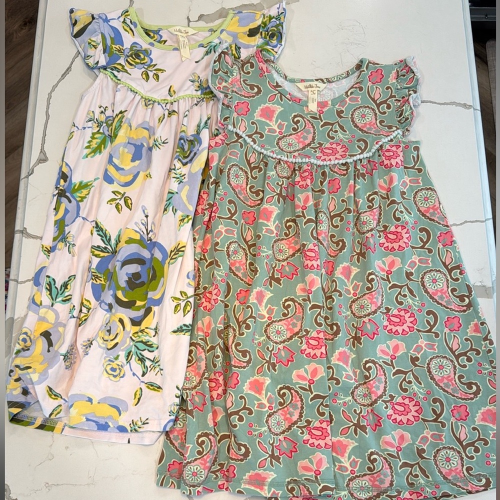 Matilda Jane set of two Floral Ruffle Sleeve Dresses. Size 8.